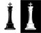 Vector black and white chess pieces - king. Graphic design element.