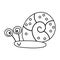 Vector black and white crawling snail icon. Outline funny woodland mollusk coloring page. Cute forest animalistic illustration for