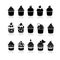 Vector black and white cupcakes icons