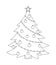 Vector black and white decorated Christmas tree isolated on white background. Cute funny line illustration of new year symbol. Fir