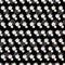 Vector black and white double small fun daisy flowers repeat pattern with grey polka dot background. Suitable for