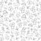 Vector black and white Easter characters seamless pattern. Spring repeating background. Cute outline animal digital paper for kids