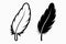 Vector Black and White Fluffy Feather Logo Icons. Silhouette Feather Set Closeup Isolated. Design Template of Flamingo