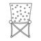 Vector black and white foldable chair icon isolated on white background. Cute tourist sitting place for rest or fishing. Outline