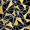 Vector Black, White, and Gold Foil Geometric Mosaic Triangles Repeat Seamless Pattern Background. Can Be Used For Fabric