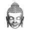 Vector black and white hatched drawing of the Buddha's head