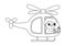 Vector black and white helicopter with pilot icon. Air transport for kids. Funny line transportation clip art for children. Cute