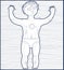 Vector black and white illustration of nude male, Adam concept.