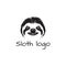 Vector black and white illustration of a sloth in minimalist style. Can be used for logo and print on any background