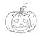 Vector black and white jack-o-lantern icon. Halloween scary pumpkin character. Autumn all saints eve illustration. Samhain party