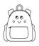Vector black and white kawaii schoolbag illustration. Outline back to school educational clipart. Cute outline style smiling