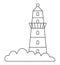 Vector black and white lighthouse icon. Outline light house illustration isolated on white background. Sea beacon line picture or