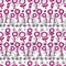 Vector black and white and magenta monochrome cartoon sunflowers repeat pattern with grey polka dots. Suitable for