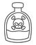 Vector black and white pirate bottle icon. Line glass container illustration. Outline poison potion with skull and bones. Marine