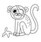 Vector black and white pirate monkey icon. Cute one eye animal illustration. Treasure island hunter with banana skin. Funny