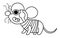 Vector black and white pirate mouse icon. Cute line one eye animal illustration. Outline treasure island hunter in stripy shirt.