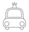 Vector black and white police car front view. Funny transportation coloring page for kids. Cute vehicle clip art. Special