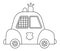 Vector black and white police car. Funny line transportation for kids. Cute vehicle clip art. Special transport icon or coloring