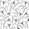 Vector black and white science molecules, magnifying glass seamless pattern background
