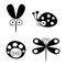 Vector black and white set of hand drawn ladybug, mosquito, and dragonfly