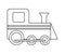 Vector black and white toy train isolated on white background. Cute engine illustration for kids. Funny transportation line icon