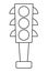 Vector black and white traffic lights icon. Road street sign line clipart. Cute highway stop light signal or coloring page