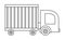 Vector black and white truck car. Funny line automobile for kids. Cute vehicle clip art. Retro lorry transport icon or coloring