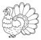 Vector black and white turkey icon. Cute cartoon gobbler illustration for kids. Farm bird isolated on white background. Line