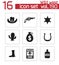 Vector black wild west icons set