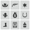 Vector black wild west icons set