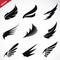 Vector black wing icons set