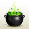 Vector black witches cauldron with green potion