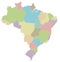 Vector blank map of Brazil with regions or states and administrative divisions.