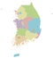 Vector blank map of South Korea with provinces, metropolitan cities and administrative divisions