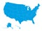 Vector blank map of USA in blue