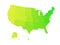 Vector blank map of USA in shades of green