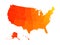 Vector blank map of USA in shades of warm colors