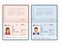 Vector Blank open passport template. International passport with sample personal data page. Document for. Isolated