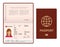 Vector Blank open passport template. International passport with sample personal data page. Document for travel and