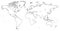 Vector Blank outline, linear, line circuit, contour black similar World map isolated white background. Monochrome