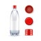 Vector Blank Plastic Blue Water Bottle with Set of Red Caps Isolated