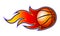 Vector blazing basketball ball with classic muscle car flames.