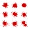 Vector Blood Spots Set, Red Splatters Isolated on White Background.