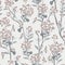 Vector Blooming grey and white hydrangea flowers seamless patter
