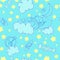 Vector blue background with a bear sweet clouds and the stars