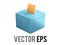Vector blue ballot box icon with slot, casting vote and lock