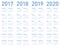 Vector Blue Calendar for years 2017, 2018, 2019 and 2020