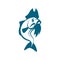 Vector blue carp with beard and pirate hat. Pirate fish logo template for fishing business card, branding and corporate