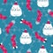 Vector blue Christmas Morning Dreams seamless pattern background.