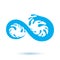 Vector blue clear water drop icon for use in mineral water advertising. Human and nature harmony concept.